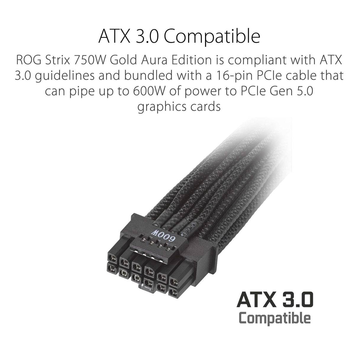 ROG Strix 750W Gold Aura Edition - Fuente de alimentación modular (80+ Gold, ATX 3.0, Lambda A++, compatible con PCIe Gen 5.0, ventilador Axial-tech, Aura Sync, 10 años de garantía)