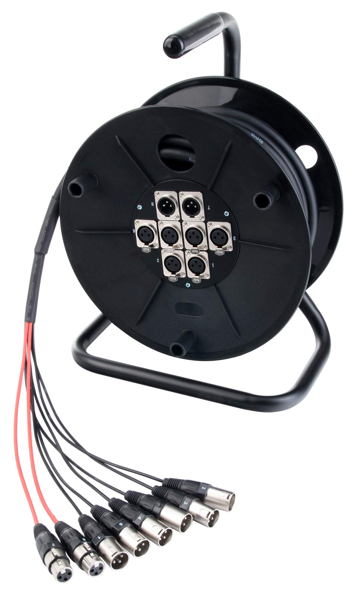 Pronomic 6/2 XLR Multicore de 8 canales, cable de 15 m, 6 envíos/2 retornos XLR, resistente a ácidos y aceites, con alivio de tensión y prensaestopas, ideal para escenario.