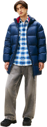 Tommy Jeans Cazadora Acolchada Hombre Essential Down Parka con Capucha, Azul (Dark Night Navy), M