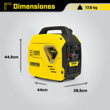 Champion Power Equipment Generador The Mighty Atom (inversor de 2500 W, 53 dBA - 7 m de distancia, toma de 12 V CC y adaptador USB de doble puerto, para camping / exteriores) 9200i-EU