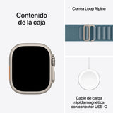 Apple Watch Ultra 3 GPS + Cellular, Reloj prémium para Running y Multideporte con Caja de Titanio Resistente de 49 mm y Correa Loop Alpine Azul Claro - Talla M. Monitores avanzados de Salud y entreno