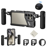NEEWER PA042 S24 Ultra Handy Cage Jaula Video Rig Estabilizador con PA045S Mango Lateral, PA045E Bluetooth Disparador Mango de 67 mm Filtro Adaptador de 17 mm Placa de Lente Trasera, T Mount Adaptador