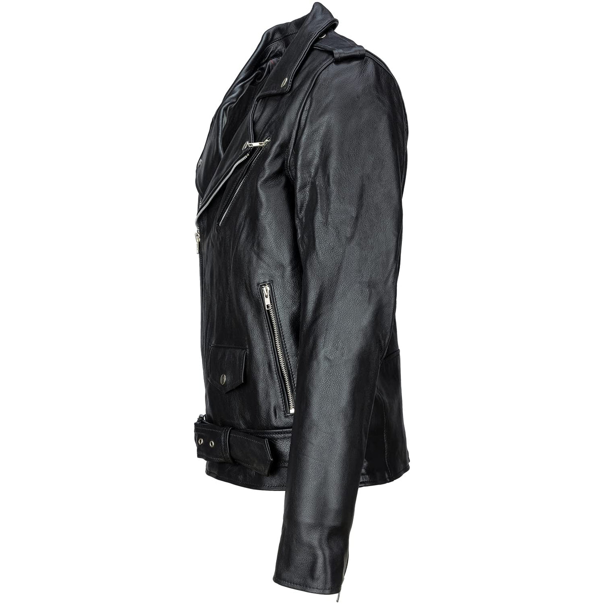 URBAN 5884 Chaqueta de Cuero para Hombre Perfecto, Suave y Duradera Chaqueta de Cuero Genuino, Estilo Motero, Negro, 3XL