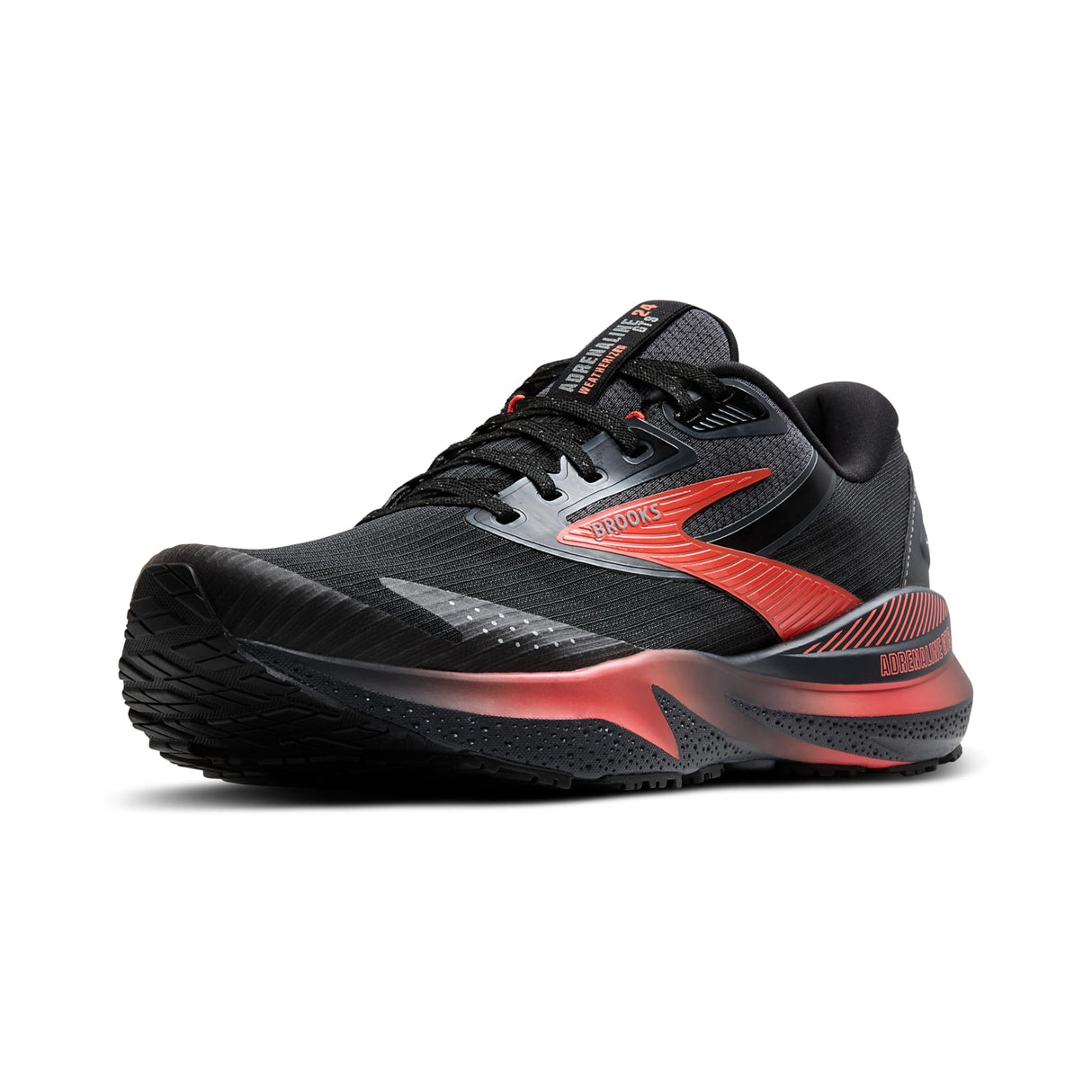 BROOKS Adrenaline GTS 24 Weatherized, Sneaker Mujer, Negro/Ébano/Coral Intenso, 42 EU
