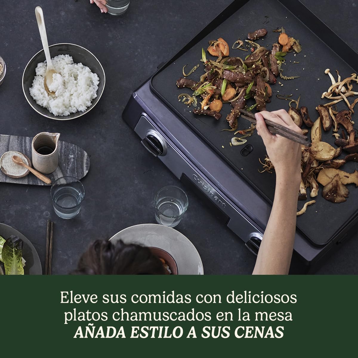 CUISINART PL60BE Plancha eléctrica Independiente 2200 W Negro, Plata, Acero Inoxidable