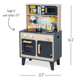 Janod - La Gran Cocina Mozaïc - Cocina de madera para niños - Cocina equipada con luz y sonido - Cocina de madera con 3 accesorios + 3 cajas de cartón para comida - A partir de 3 años,J06609