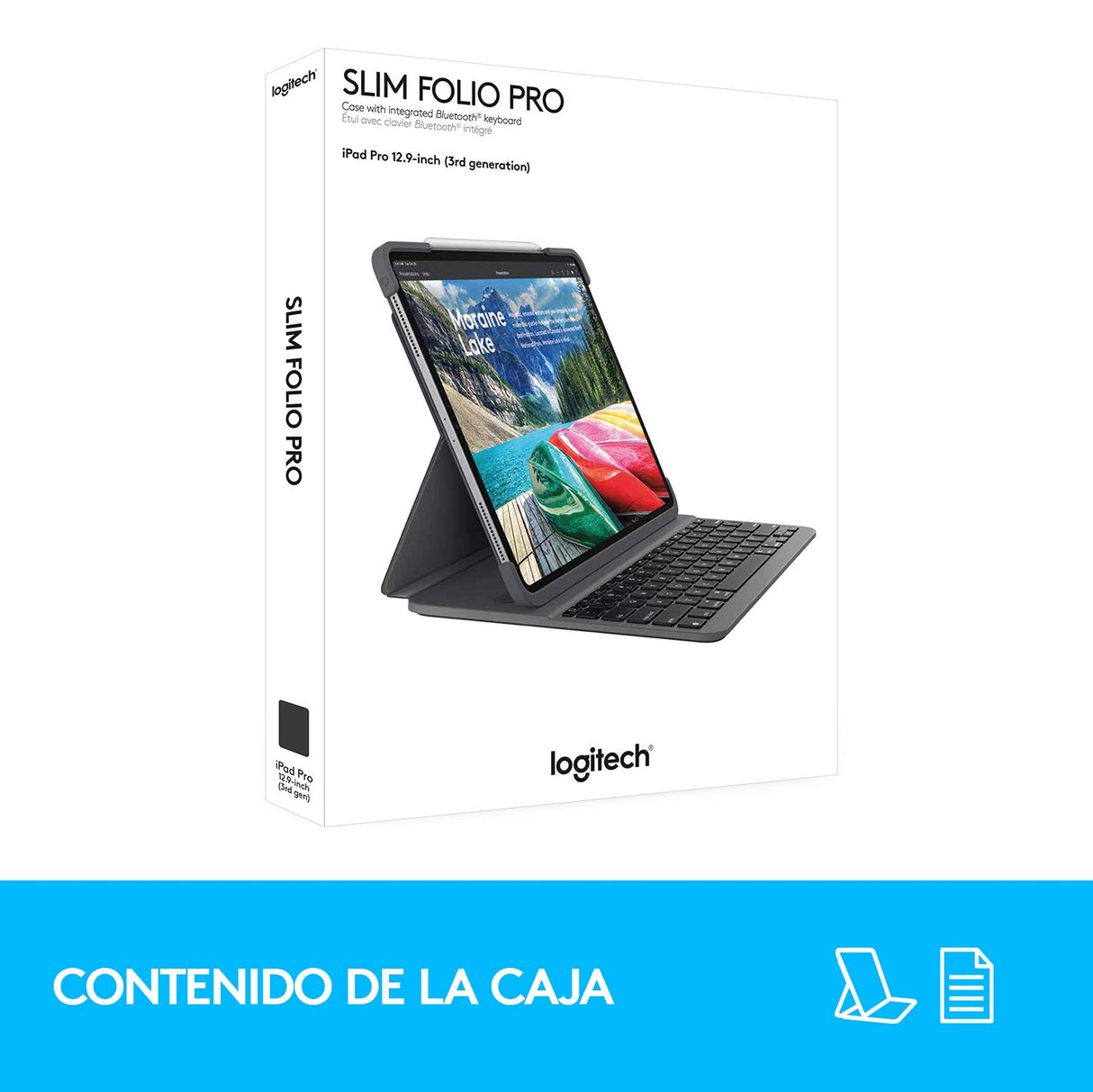 Logitech Slim Folio Pro Funda para iPad con Teclado Inalámbrico Bluetooth, iPad Pro 12,9 Pulgadas 3.ª Gen Modelos A1876, A1895, A1983, A2014, Teclas Retroiluminadas, Disposición QWERTY Italiano