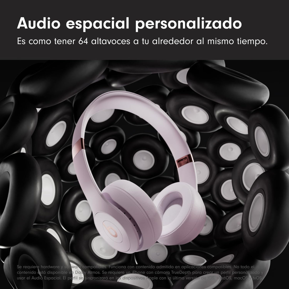 Beats Solo 4 - Auriculares Wireless Bluetooth on-Ear, compatibles con Apple y Android, con hasta 50 Horas de batería - Rosa algodón