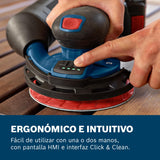 Bosch Professional 18V System lijadora a batería GEX 18V1503 (incl. 1 papel de lija, 1 caja de polvo, 1 anillo de protección, LBOXX 162)