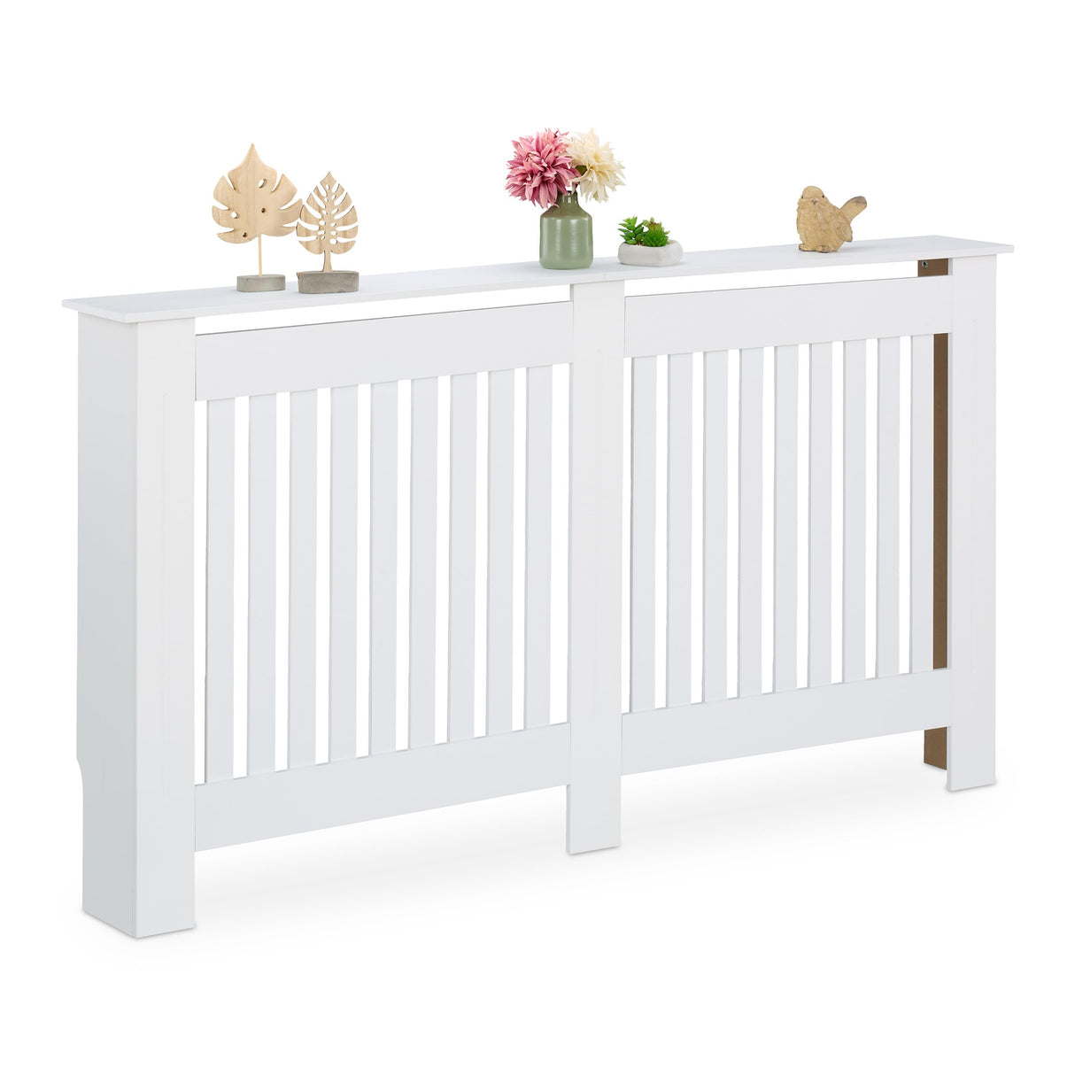 Relaxdays Cubre Radiador, Diseño Rústico, 83 x 152 x 19 cm, para Calefactores Antiguos, Cubreradiador, MDF, Blanco, 100% Tablero de Fibras, XL
