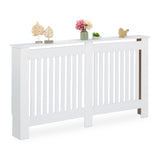 Relaxdays Cubre Radiador, Diseño Rústico, 83 x 152 x 19 cm, para Calefactores Antiguos, Cubreradiador, MDF, Blanco, 100% Tablero de Fibras, XL
