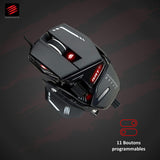 Mad Catz MR05DCINBL000-0 R.A.T. 8+ - Ratón (mano derecha, Óptico, USB, 16000 DPI, 16000 pps, Negro), rojo
