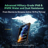 Blackview Active 10 Pro 5G Tablet Resistente, Batería 30,000mAh, Luz para Camping de 400lm, 11'' FHD+, Android 14 IP68 Tablet, 36GB+512GB(2TB Ampliable), Dual SIM 5G, 108MP+50MP+20MP, NFC GPS Negro