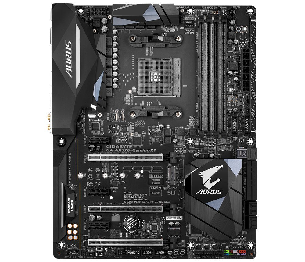 Gigabyte GA-AX370-GAMING-K7 AMD X370 Socket AM4 ATX - Placa Base (DDR4-SDRAM, DIMM, 2133,2400,2933,3200,3400,3600 MHz, Dual, 64 GB, AMD)