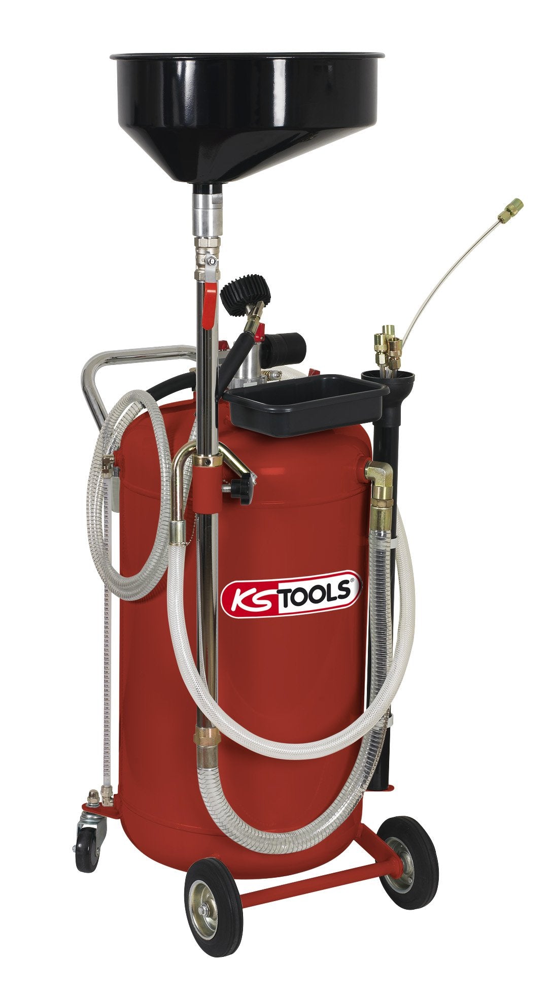 KS Tools 160.0003 - Recogedor de aceite por gravedad y aspiración, 90 l + 160.0004, color blanco