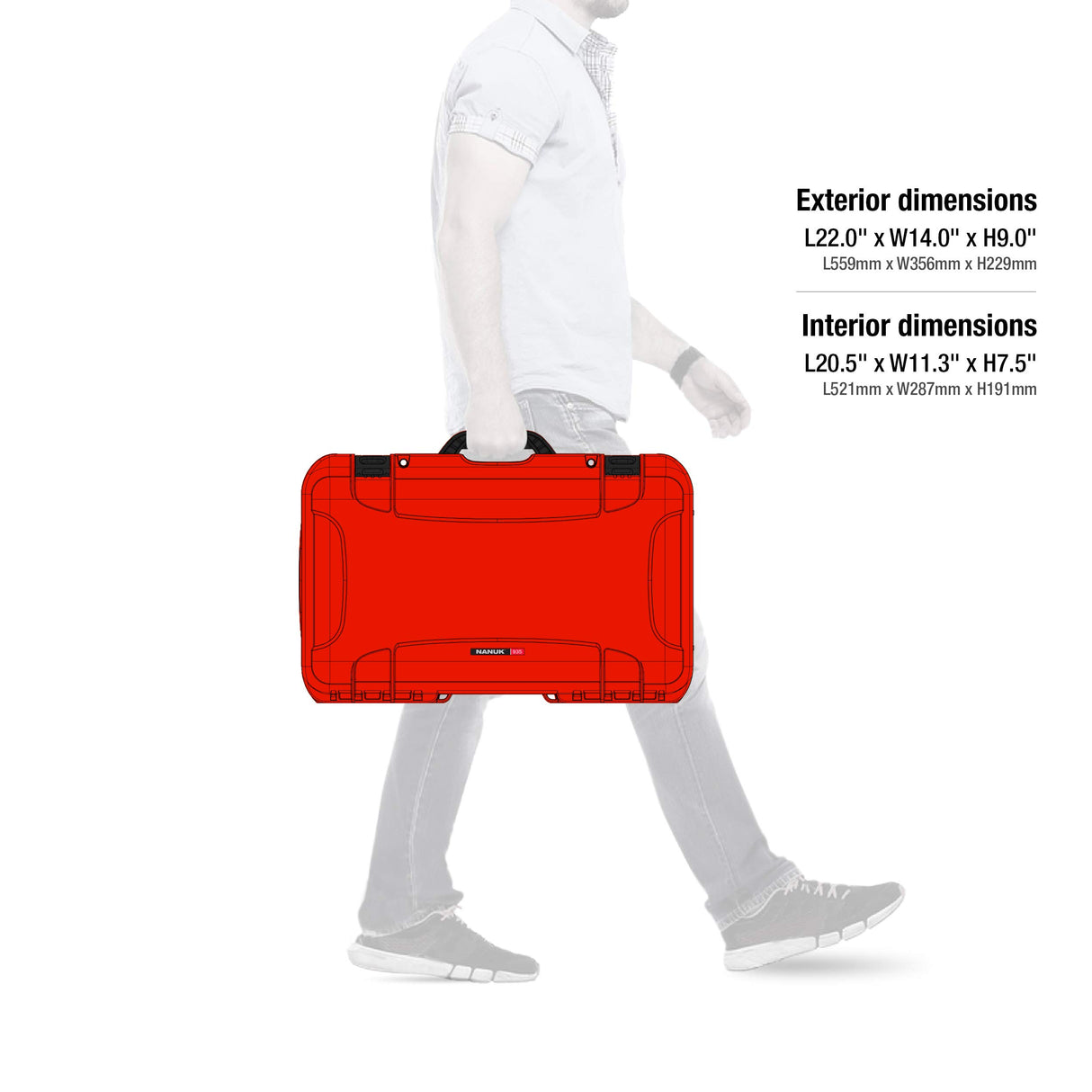 Nanuk Wheeled Series 935 NK-7 Maleta de protección Impermeable de Resina Ligera y Divisor Acolchado, Color Rojo