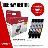 Canon Tinta - CLI-571 - Pack de 4 Cartuchos Originales - (x 1 Negro, x 1 Cian, x 1 Magenta, x 1 Amarillo)