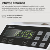 Safescan 1250 EUR Contadora de monedas cuenta valor y clasifica monedas mezcladas de euro - Clasificadora de monedas separando por denominación - Máquina contadora que cuenta monedas de forma continua