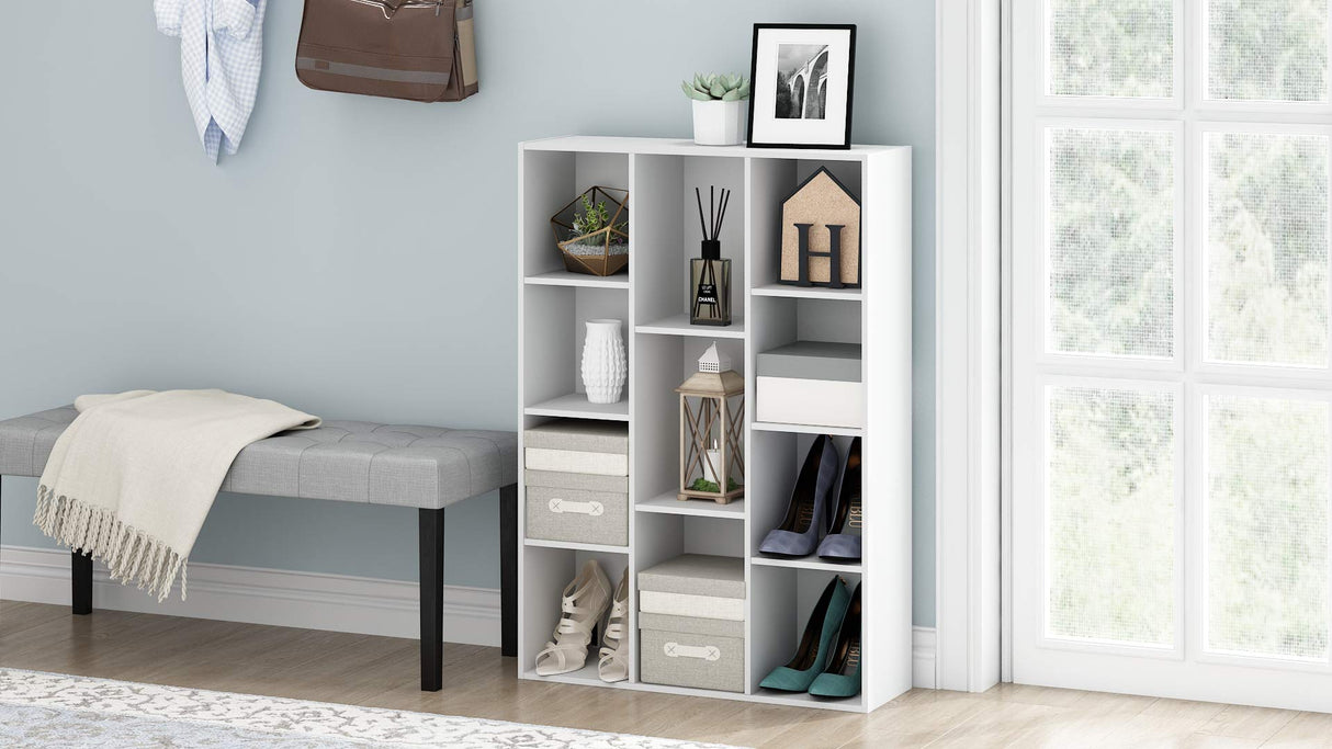 Furinno Luder Estantería Abierta Librería de 11 Cubos, Blanco