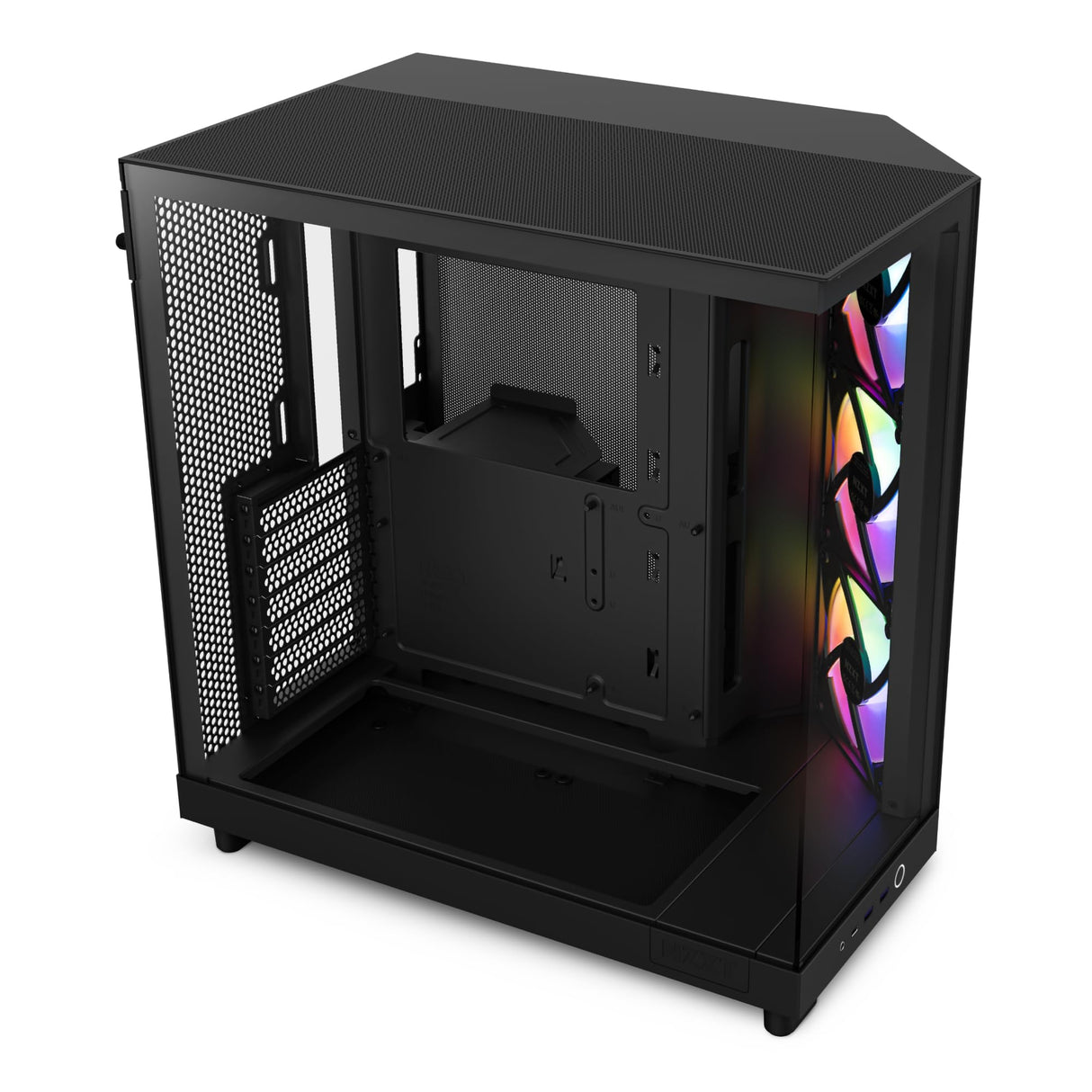 NZXT H6 Flow RGB Caja PC Gaming ATX | Mid-Tower de Cámara Dual Compacta| | Incluye 3 Ventiladores de 120 mm RGB | Paneles de Cristal Panorámicos | Color Negro | CC-H61FB-R1