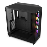 NZXT H6 Flow RGB Caja PC Gaming ATX | Mid-Tower de Cámara Dual Compacta| | Incluye 3 Ventiladores de 120 mm RGB | Paneles de Cristal Panorámicos | Color Negro | CC-H61FB-R1