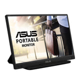 ASUS ZenScreen MB166C - Monitor portátil USB de 15,6" FullHD (1920x1080, IPS, USB de tipo C, 60 Hz, Antiparpadeo, Filtro de luz azul, Antirreflejos, 250cd/㎡), Negro