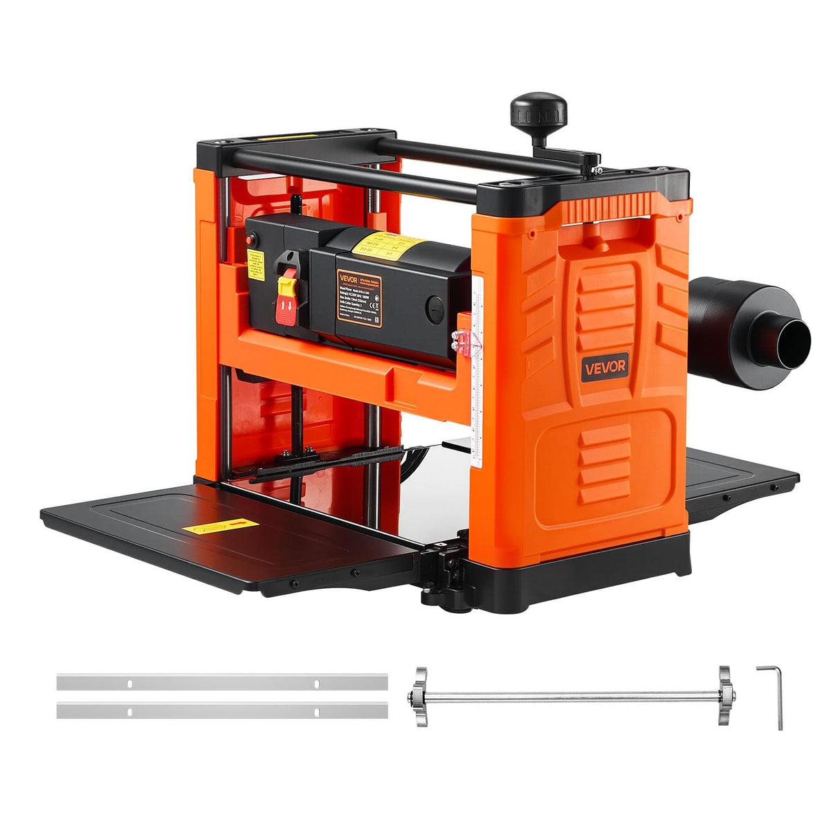 VEVOR Cepilladora Eléctrica de 2 Cuchillas, Mesa de Trabajo de 33 cm de Ancho, 1800 W 23500 RPM Moto Potente, Rodillo Doble, Protección Contra Sobrecargas, Sola Velocidad, para Madera Dura/Blanda