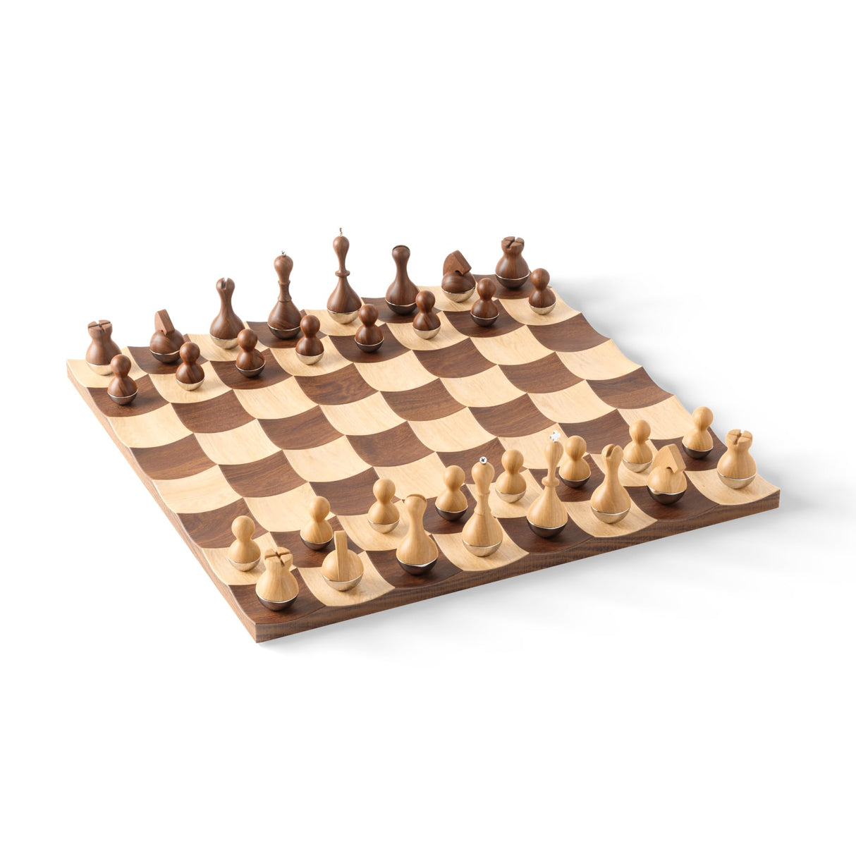 Umbra Wobble Juego de ajedrez de madera, Nogal
