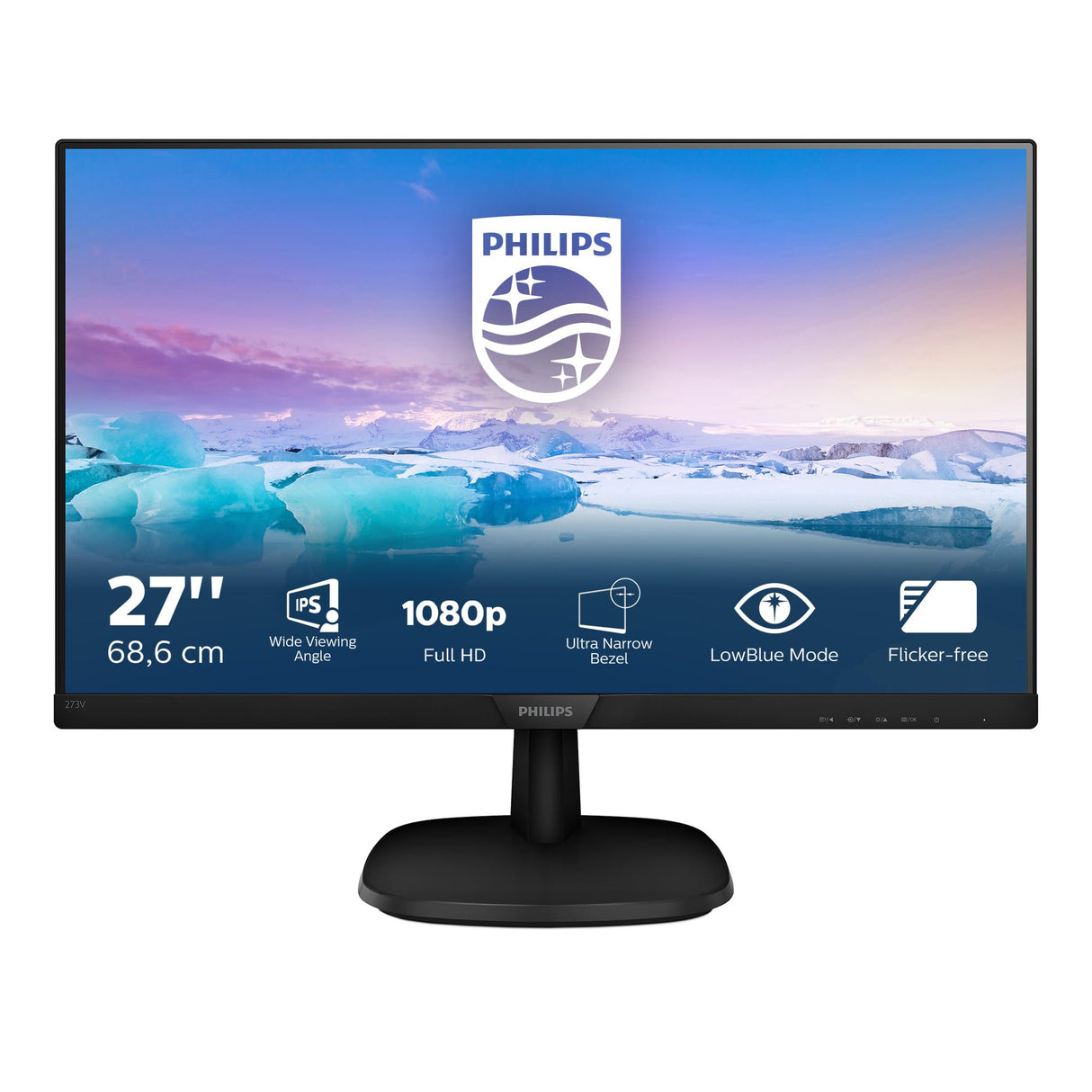 Philips Monitor LCD Full HD 273V7QDSB/00, Monitor IPS (Full HD, 1920 x 1080, Sin bordes, Flicker Free, Low Blue Mode, VESA, VGA + HDMI + DVI), 27", Negro