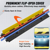VEVOR Rampa de Protección de Cable 3 Piezas 2 Vías Canaleta Pasacables de Suelo 3 x 3 cm Protector de Cables de Caucho y PVC Capacidad de Carga 5443 kg Cubiertas de Suelo para Cables Negro y Amarillo
