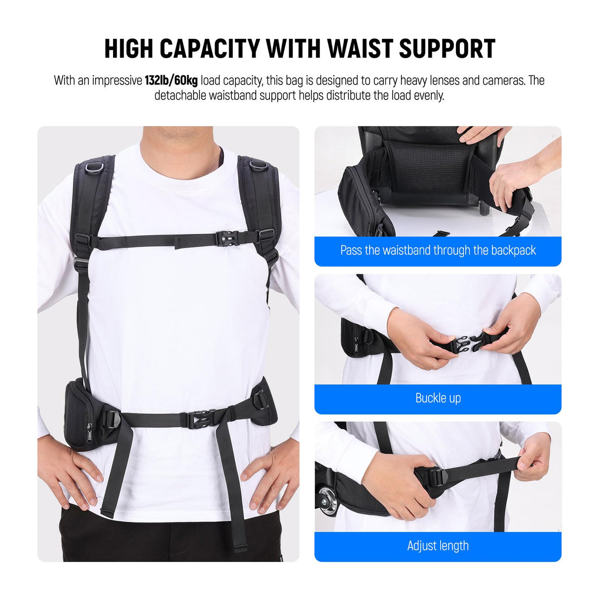 NEEWER 2 en 1 Mochila con Ruedas para Cámara con Divisor Prueba de Golpe,Asa Retráctil, Cinturilla, Funda para Lluvia, Mochila de Mano para Cámara, Trípode, Flash, Lente, Portátil, Color Negro, PB027