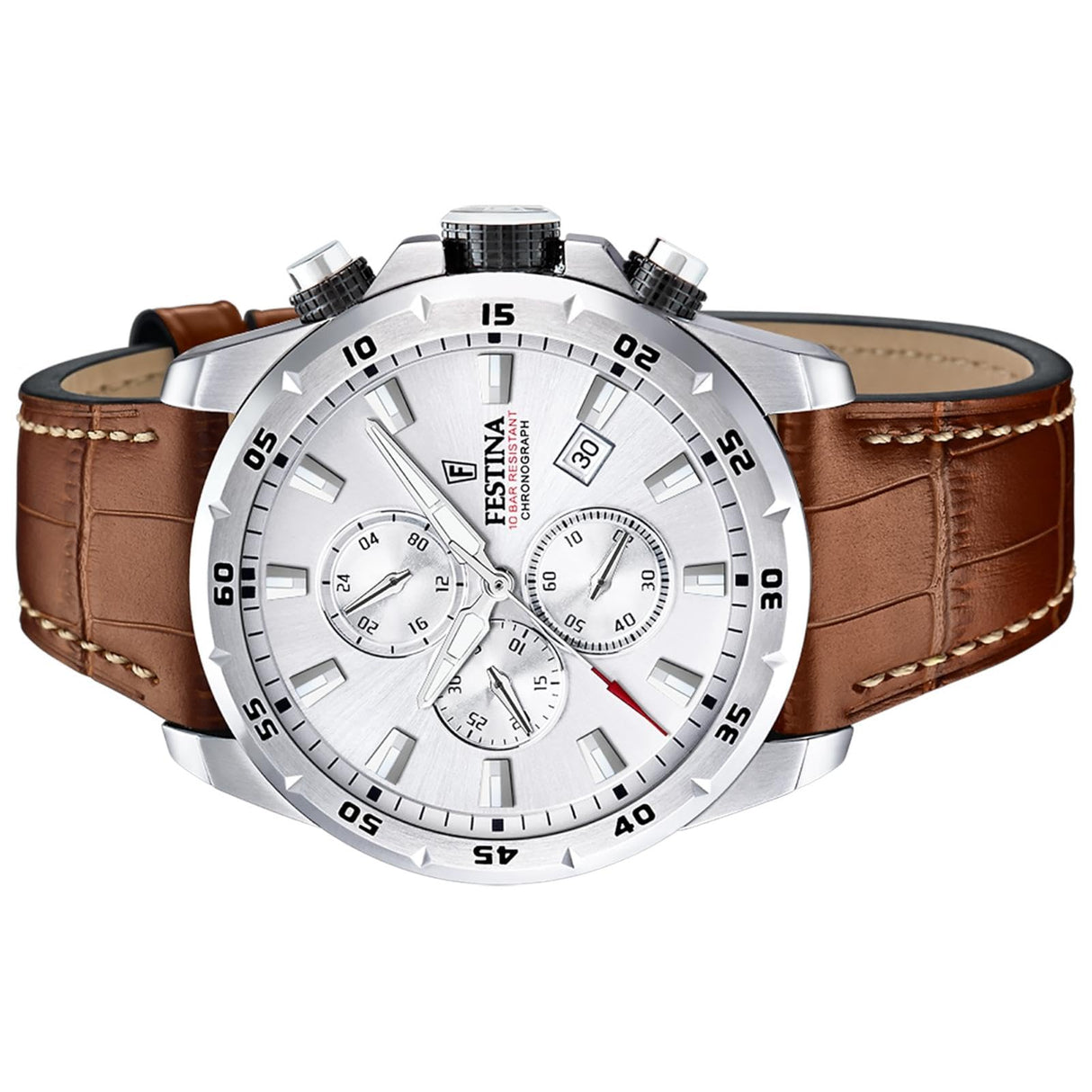 Reloj FESTINA para Hombre F20692/1 Timeless Chronograph Caja de Acero Inoxidable 316l Plateado Correa de Piel Marrón