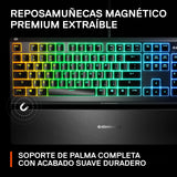 SteelSeries Apex 3 - Teclado RGB para gaming - Iluminación RGB de 10 zonas - Resistencia al agua IP32 - Reposamuñecas magnético superior - Teclado QWERTY Estadounidense