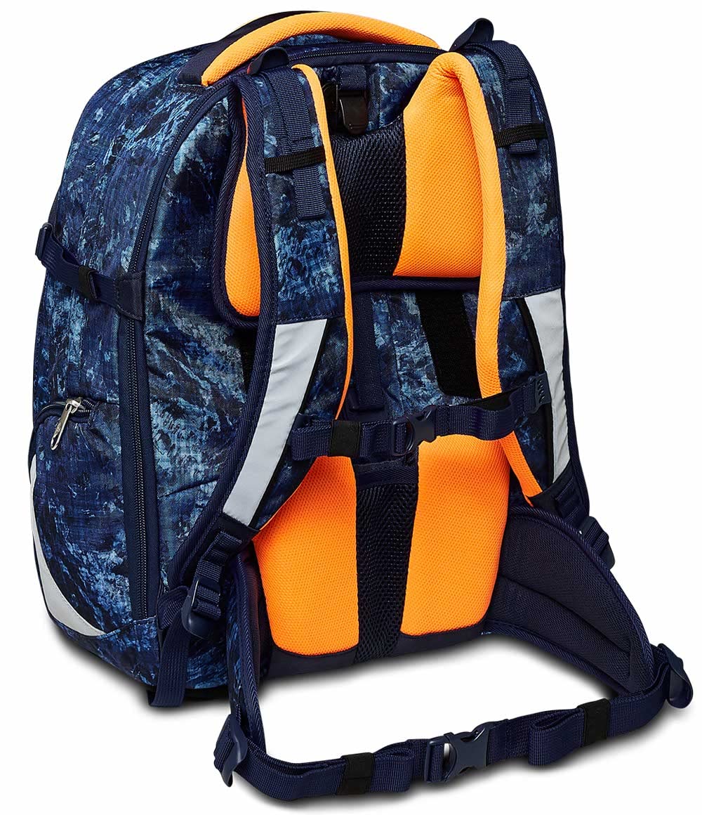 Seven Gang Mochila Ergonómica Ecológica, UPDOWN TWICE GRS DEEPLY INDIGO, Azul - Mochila de Escolares, Diario, Viaje, para niños, niñas, adolescentes - Maxi Capacidad