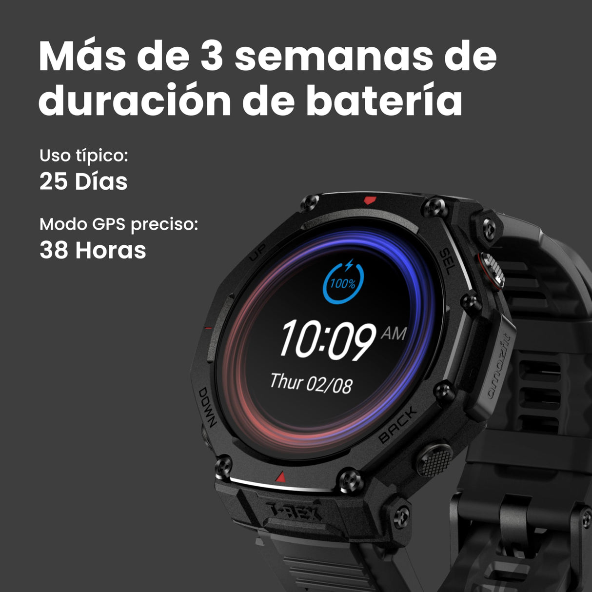 Amazfit T-Rex 3 Pro Reloj Inteligente Outdoor 48 mm, Pantalla AMOLED de Zafiro, Bisel de Titanio, GPS de Banda Dual, Mapas Sin Conexión, Linterna Incorporada, 25 Días de Batería, para Android iPhone