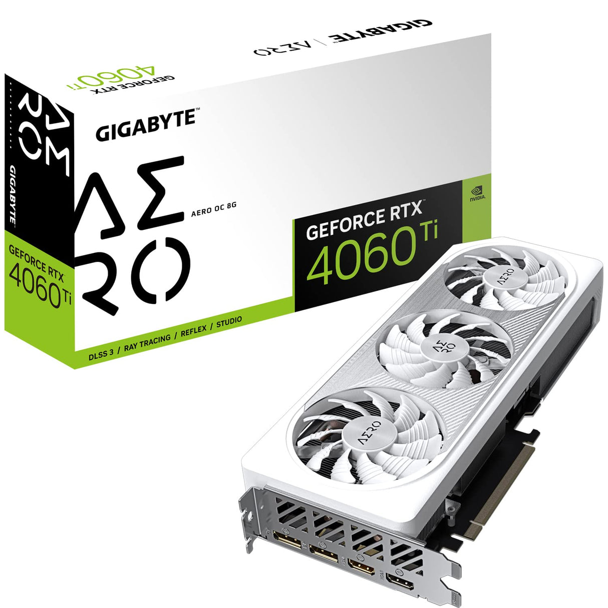 GIGABYTE GeForce RTX 4060 TI AERO OC 8GB Targeta gráfica - 8GB GDDR6 18Gbps 128bit, PCI-E 4.0, 2x DisplayPort 1.4, 2x HDMI 2.1a, NVIDIA DLSS 3, Supports 4K, Ada Lovelace Arch, GV-N406TAERO OC-8GD