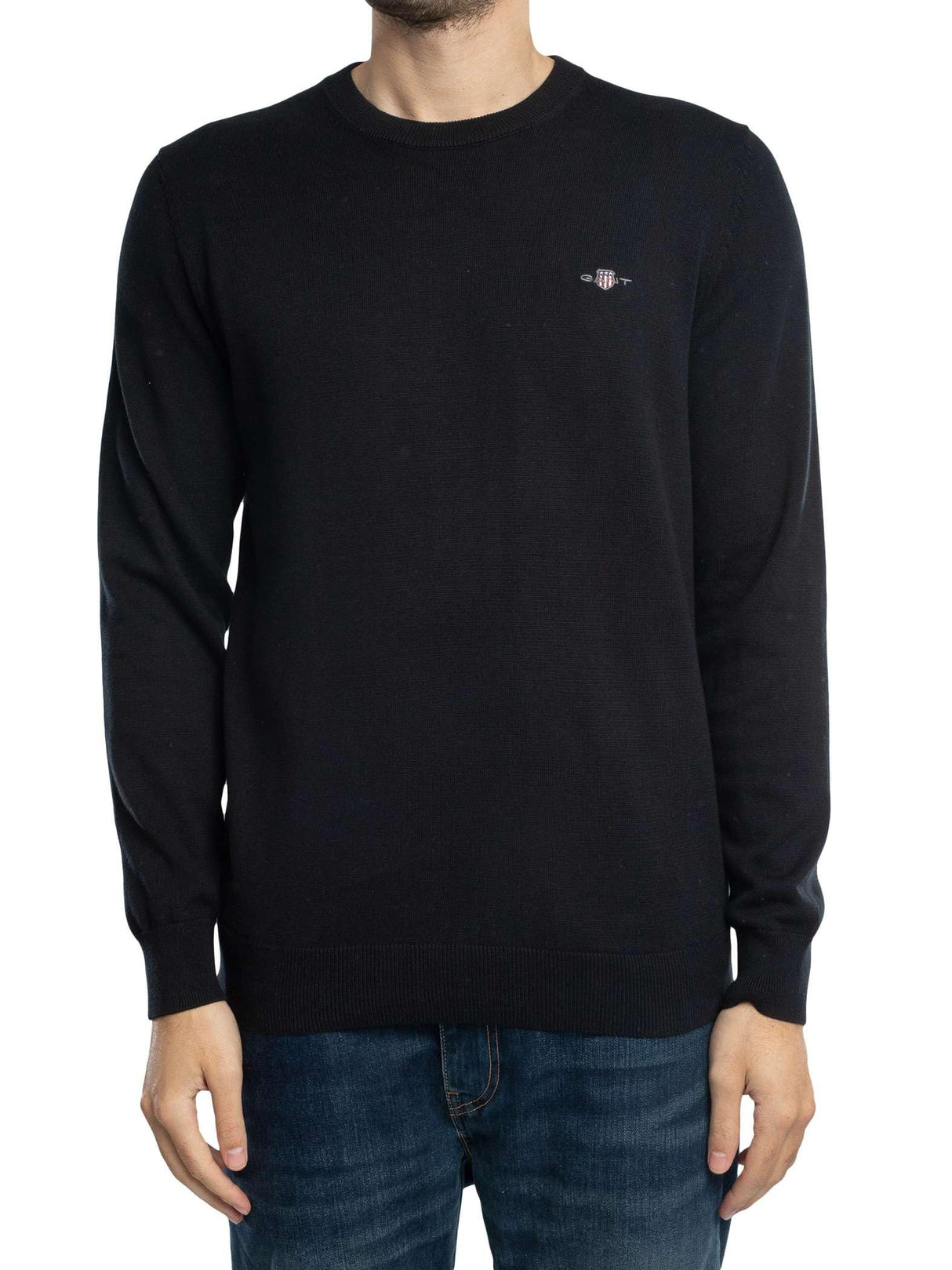 GANT Sudadera clásica de algodón con Cuello en C para Hombre, Negro, 3XL