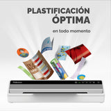 Fellowes Plastificadora Saturn A3 Pequeña Oficina – InstaHeat, lista en 60 segundos, sin atascos, apagado automático – Para fundas de 80/100/125 micras – Incluye 10 fundas – Uso en casa y oficina
