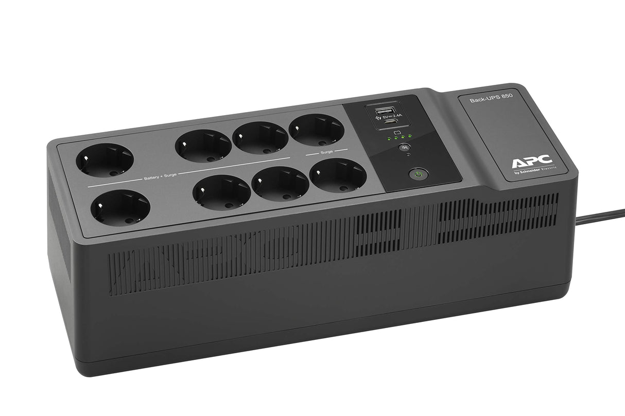 APC by Schneider Electric Back-UPS ES BE850G2 IT - Grupo de continuidad 850 VA, 8 Salidas protegidas de sobretensión, 2 Puertos de Carga USB, 520 W enchufe Italiano