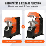 VEVOR 3 en 1 Prensa Térmica Automática para Gorras 16,3 x 8 cm 3 Almohadillas Térmicas Máquina de Sublimación Anti-Adhesiva Prensa de Impresión para Sombreros Prensa Automática para Nailon, Lino, Hilo