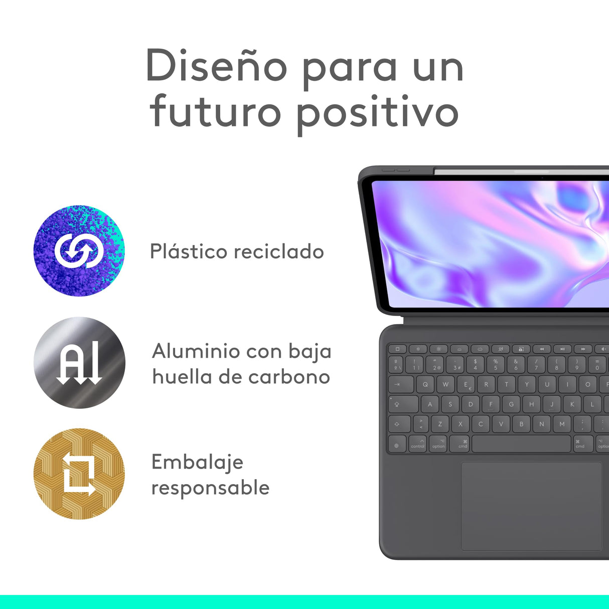 Logitech Combo Touch, funda con teclado, iPad Pro 13 pulgadas (M4)(2024) - Teclado retroiluminado extraíble con soporte abatible, escritura cómoda, modo multiuso, Disposición QWERTY Español, Grafito