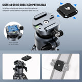 NEEWER LITETRIP LT38 - Trípode de viaje de fibra de carbono de 61 pulgadas para cámara, cabezal de bola de perfil bajo de inclinación panorámica de 360°, eje central flexible, placa QR Arca compatible