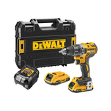 DEWALT XR 18V Taladro Atornillador Sin Escobillas, Ultraligero y Compacto, 2x Baterías 2Ah y Cargador, 70Nm, Luz LED, Maletín Resistente, Herramienta Profesional – DCD791D2-QW