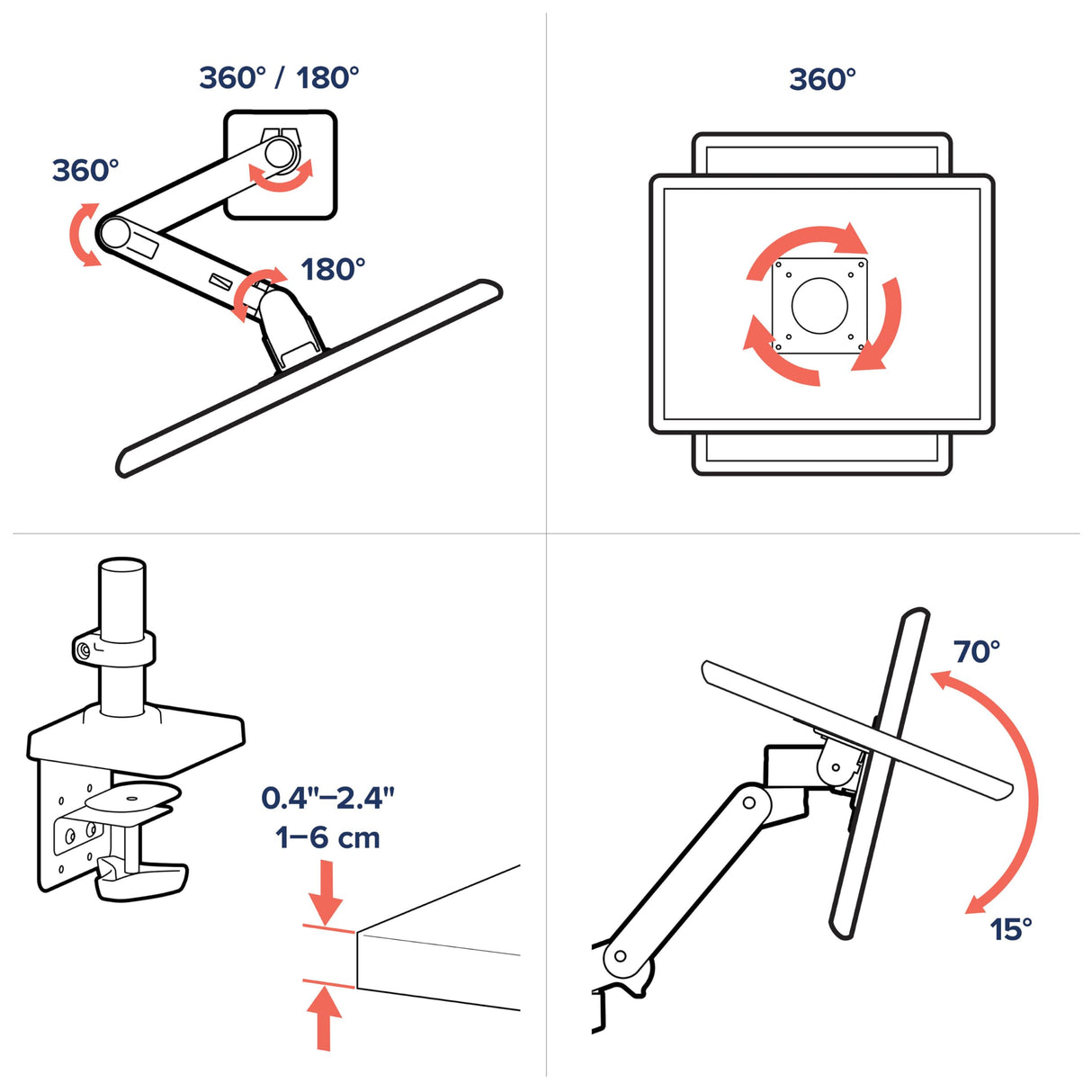 LX Pro Arm Single DP Desk Mount WCB
