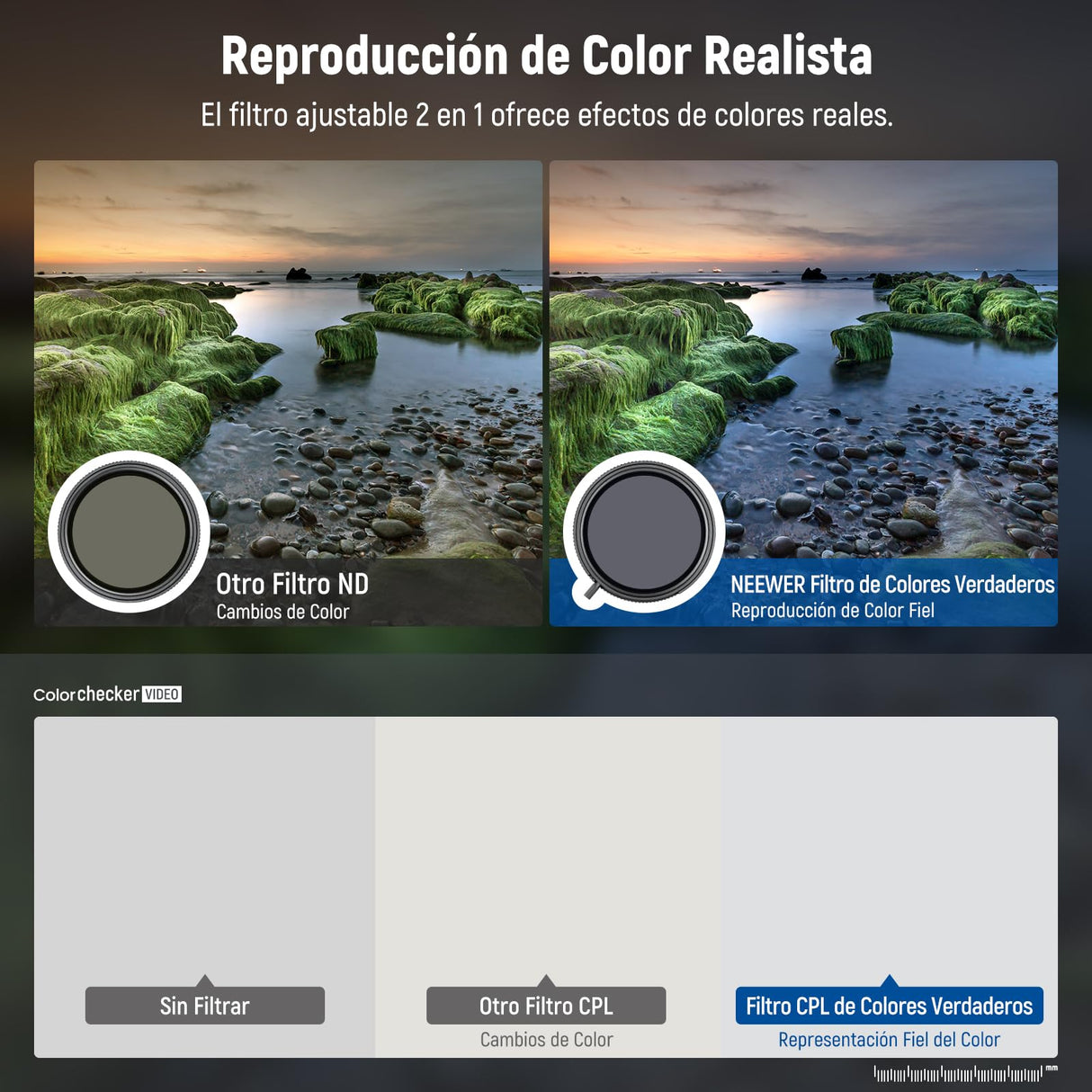 NEEWER True Colors 82mm Variable ND2-32 y CPL con Filtros Set Magnéticos ND32, 2 en 1 Ajustable Uno Giratorio Reducción de Luz, Eliminación de Reflejos, sin Cambio de Color, sin Cruz X, sin Viñetas