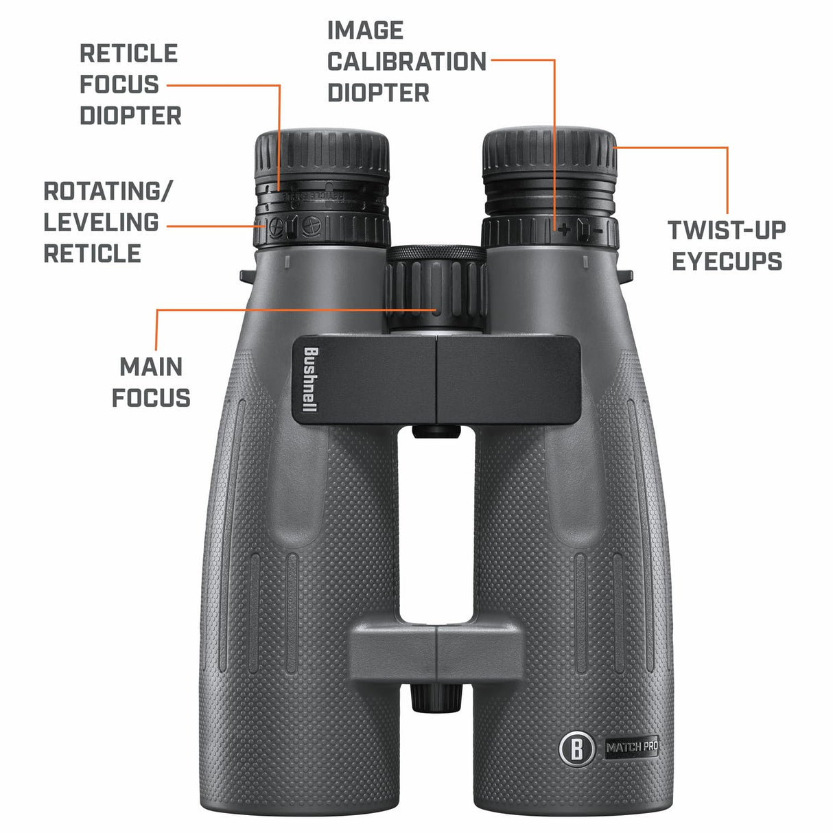 Bushnell Match Pro - Prismáticos de 15 x 56 Pulgadas, retícula MRAD de Disparo de precisión, Cristal Transparente, Bloqueo de Puente Mantiene Tus binoculares en la Misma posición exacta