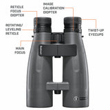 Bushnell Match Pro - Prismáticos de 15 x 56 Pulgadas, retícula MRAD de Disparo de precisión, Cristal Transparente, Bloqueo de Puente Mantiene Tus binoculares en la Misma posición exacta