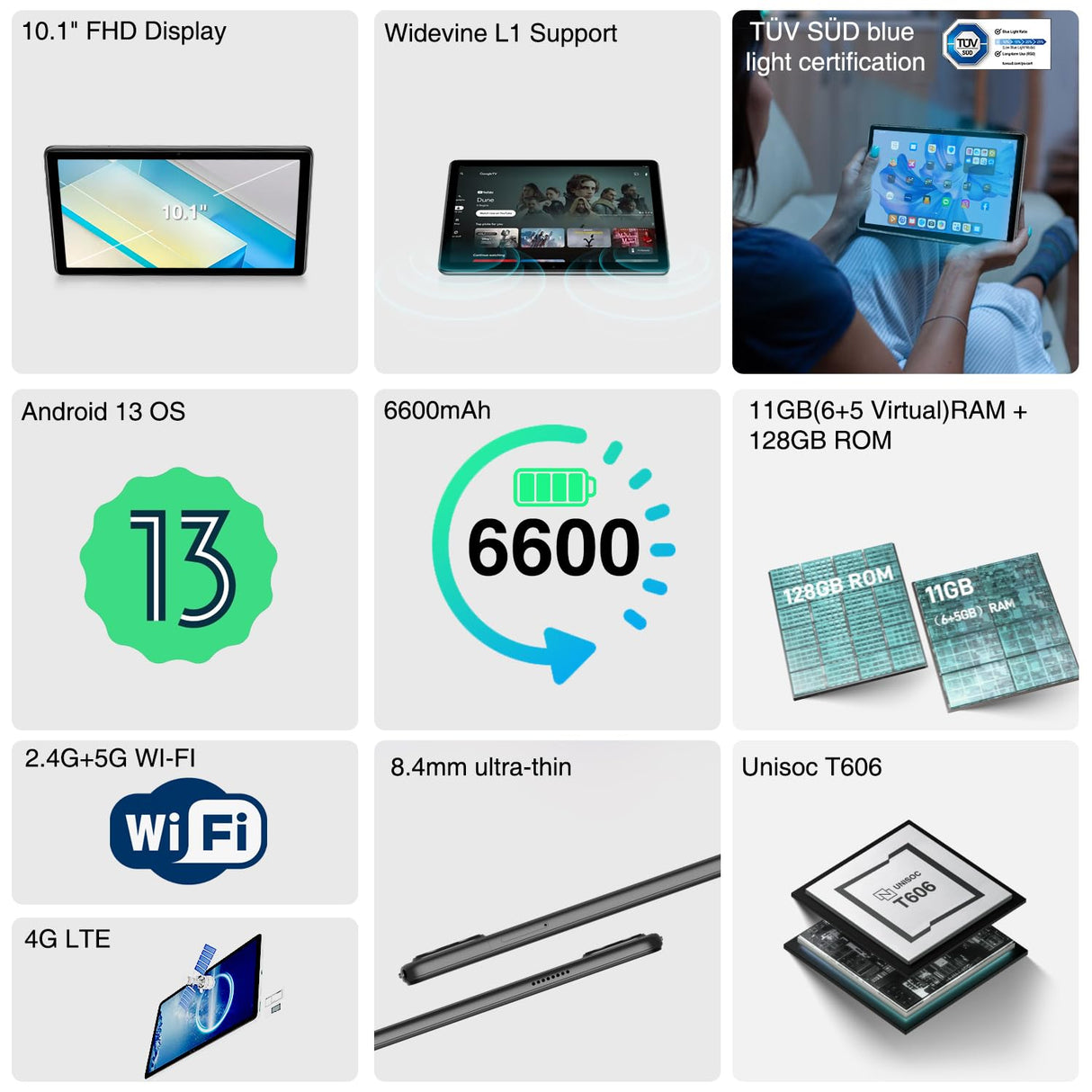 DOOGEE U10 Set Tablet con Teclado y Lapiz 2025 U10-V-Marrón