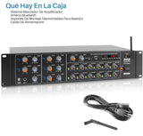 Pyle Amplificador de Sonido, 4000W, Bluetooth, Inalambrico, Sistema de Caja de Receptor Estereo, para el hogar, 8 Canales, RCA, USB, AUX, Altavoces, PA, Teatro, Estudio, Escenario