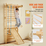 VEVOR 5 en 1 Juguetes de Escalada de Madera, Carga de 99,8 kg, Escalera Sueca de Pared con Barra de Dominadas, Anillos de Gimnasio, Escalera de Cuerda, Escalera de Pared, Tablero Deslizante